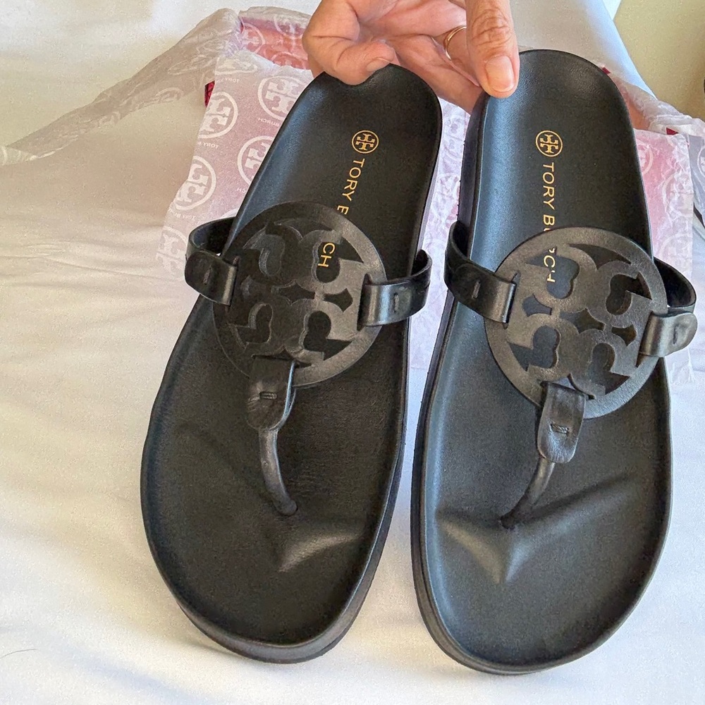 EUC-WORN ONCE!!! Tory Burch Miller Cloud Calf Leather Sandals.